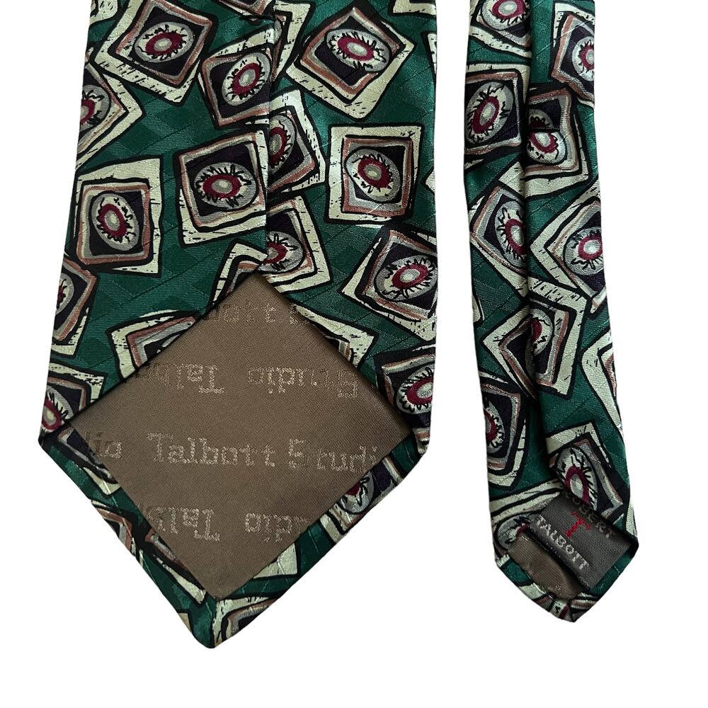 Robert Talbott Studio Green Black Square Oval Geo… - image 5